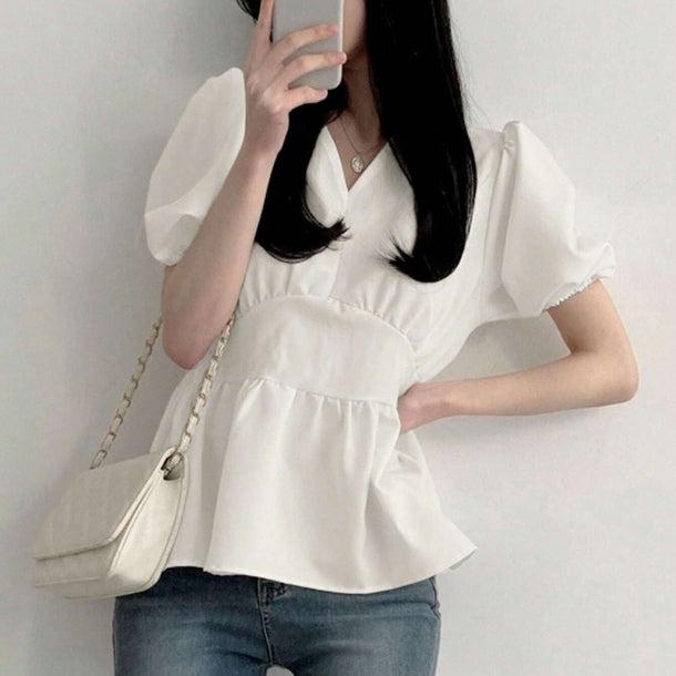 Vネックペプラムブラウス 6016-画像16-韓国ファッション通販POPREA［ポップリア］