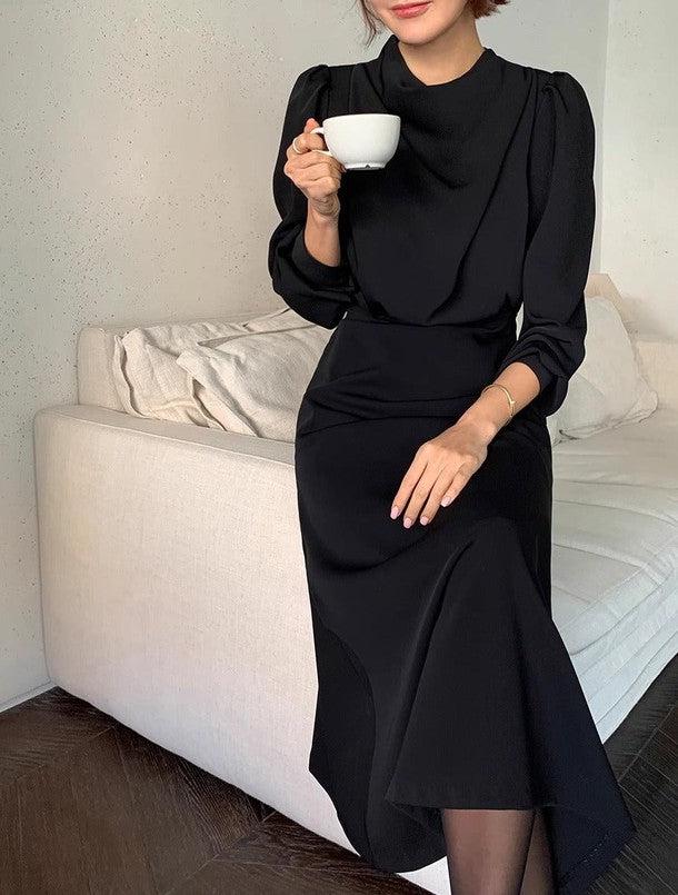 ドレープフロントネックワンピース﻿ 6445-画像16-韓国ファッション通販POPREA［ポップリア］