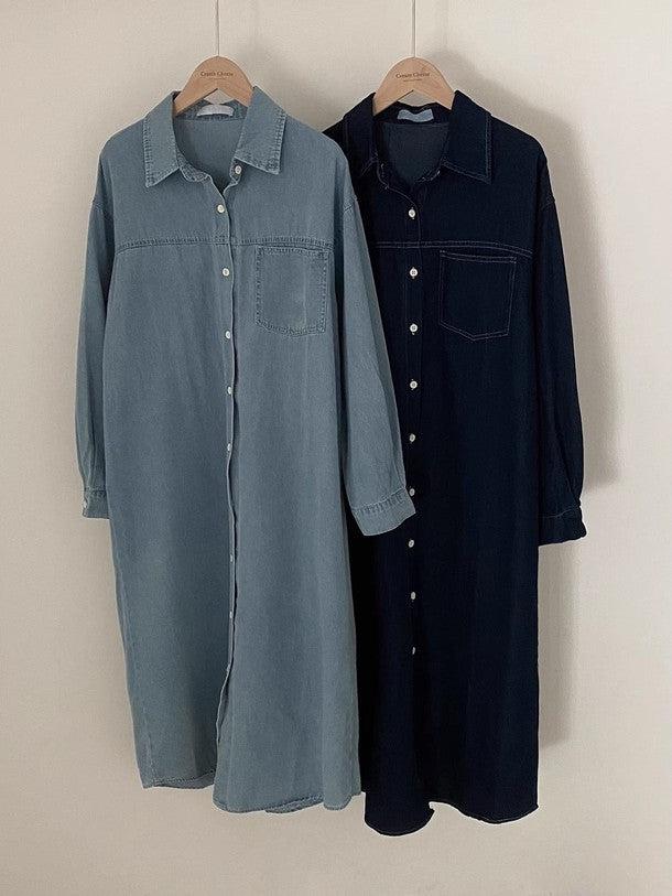 デニムリボンポケットロングワンピース 6472-画像16-韓国ファッション通販POPREA［ポップリア］