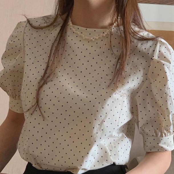2WAY半袖ドットブラウス﻿ 6642-画像16-韓国ファッション通販POPREA［ポップリア］