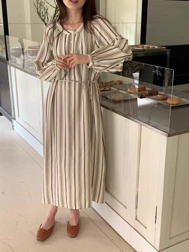 ラウンドネックストライプワンピース ﻿ 6532-画像17-韓国ファッション通販POPREA［ポップリア］