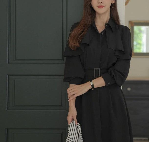 ケープフレアウエストベルトワンピース 6373-画像17-韓国ファッション通販POPREA［ポップリア］