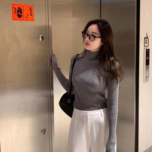 斜めボタンタートルネックリブニット﻿ 6441-画像17-韓国ファッション通販POPREA［ポップリア］