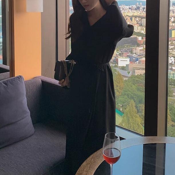 サテンVネックワンピース﻿ 6467-画像17-韓国ファッション通販POPREA［ポップリア］