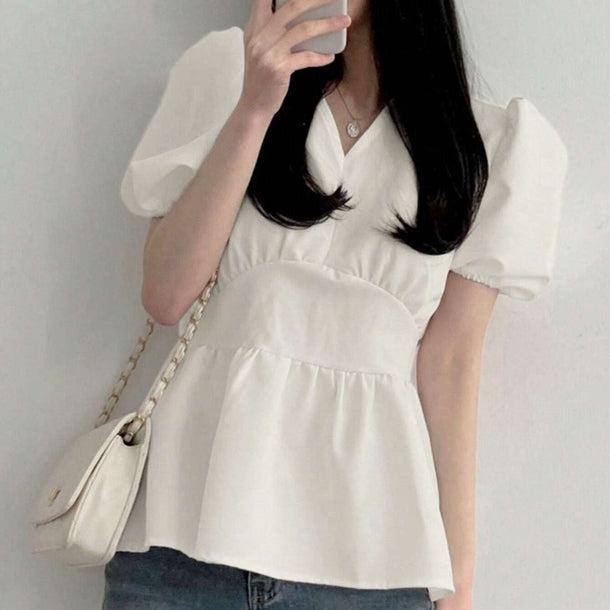 Vネックペプラムブラウス 6016-画像17-韓国ファッション通販POPREA［ポップリア］