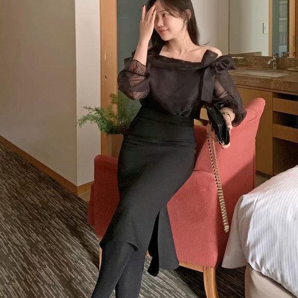 オフショルダーシアーブラウス 6452-画像17-韓国ファッション通販POPREA［ポップリア］