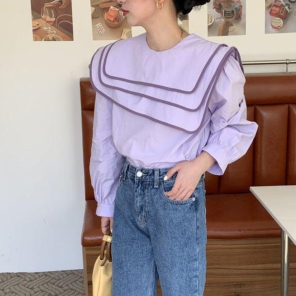 セーラーネックカラーブラウス 6623-画像17-韓国ファッション通販POPREA［ポップリア］