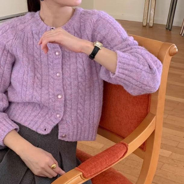 ライトカラーケーブルニットカーディガン 6298-画像17-韓国ファッション通販POPREA［ポップリア］