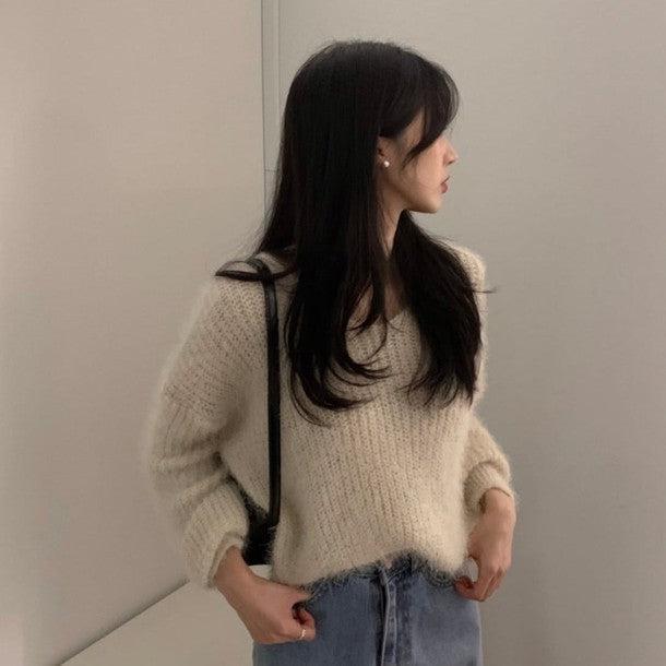 ルーズVネックシャギーニット 6394-画像17-韓国ファッション通販POPREA［ポップリア］