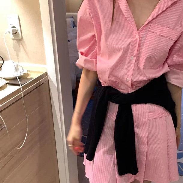 ストライプシャツワンピース 6473-画像17-韓国ファッション通販POPREA［ポップリア］