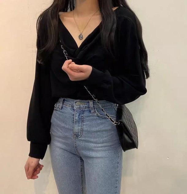 Vネックカシュクールブラウス 6480-画像17-韓国ファッション通販POPREA［ポップリア］