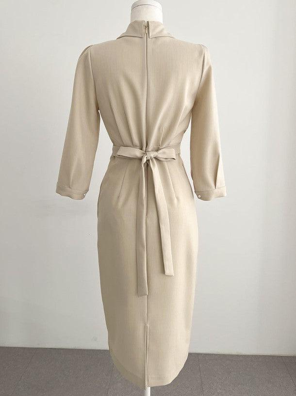 テーラードカラー7分袖ワンピース 6374-画像17-韓国ファッション通販POPREA［ポップリア］