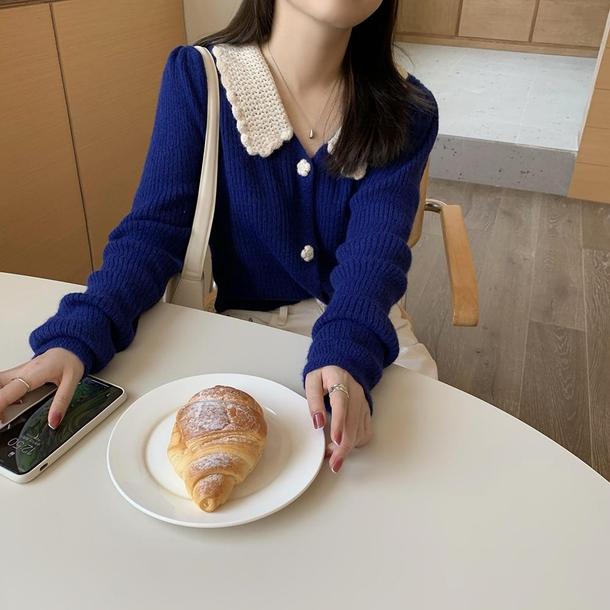 かぎ針フラワーボタンリブニット 6431-画像18-韓国ファッション通販POPREA［ポップリア］