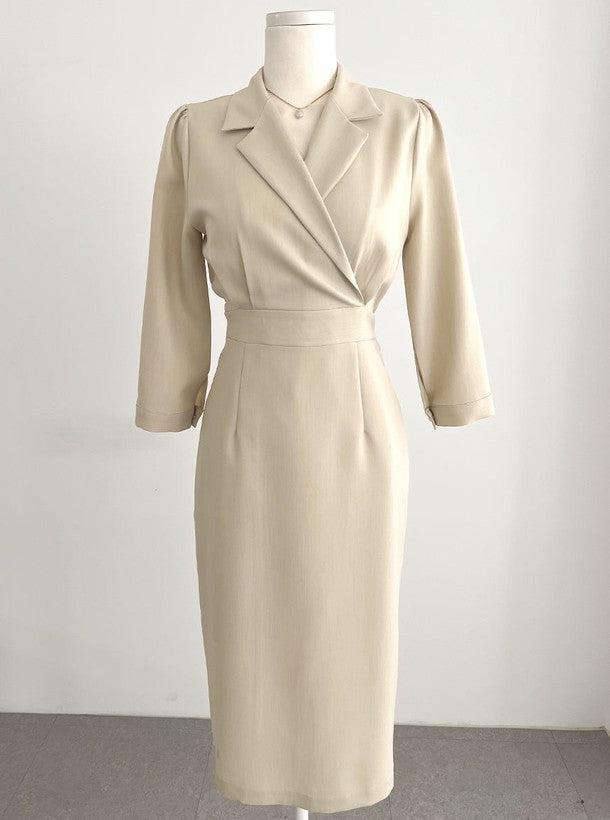 テーラードカラー7分袖ワンピース 6374-画像18-韓国ファッション通販POPREA［ポップリア］