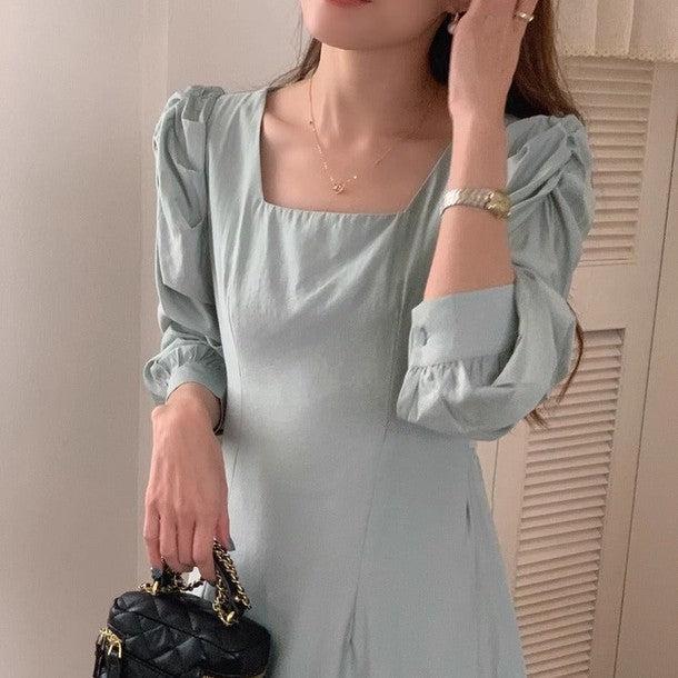 パフショルダーAラインワンピース 6540-画像18-韓国ファッション通販POPREA［ポップリア］