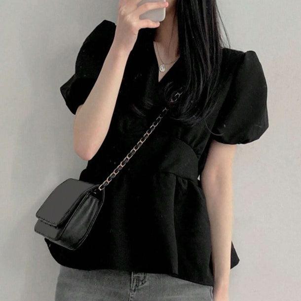 Vネックペプラムブラウス 6016-画像18-韓国ファッション通販POPREA［ポップリア］