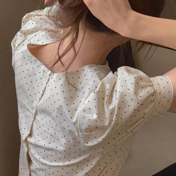 2WAY半袖ドットブラウス﻿ 6642-画像18-韓国ファッション通販POPREA［ポップリア］