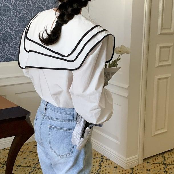 セーラーネックカラーブラウス 6623-画像18-韓国ファッション通販POPREA［ポップリア］