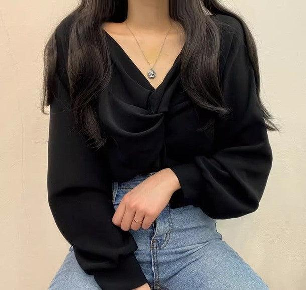 Vネックカシュクールブラウス 6480-画像19-韓国ファッション通販POPREA［ポップリア］