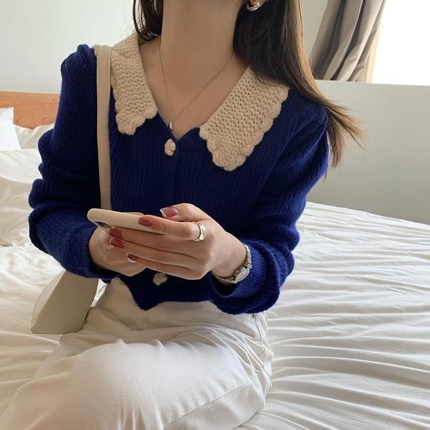 かぎ針フラワーボタンリブニット 6431-画像19-韓国ファッション通販POPREA［ポップリア］