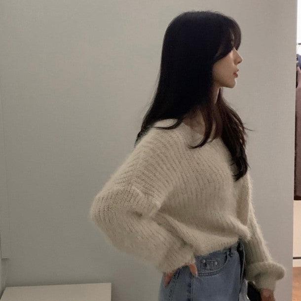 ルーズVネックシャギーニット 6394-画像19-韓国ファッション通販POPREA［ポップリア］