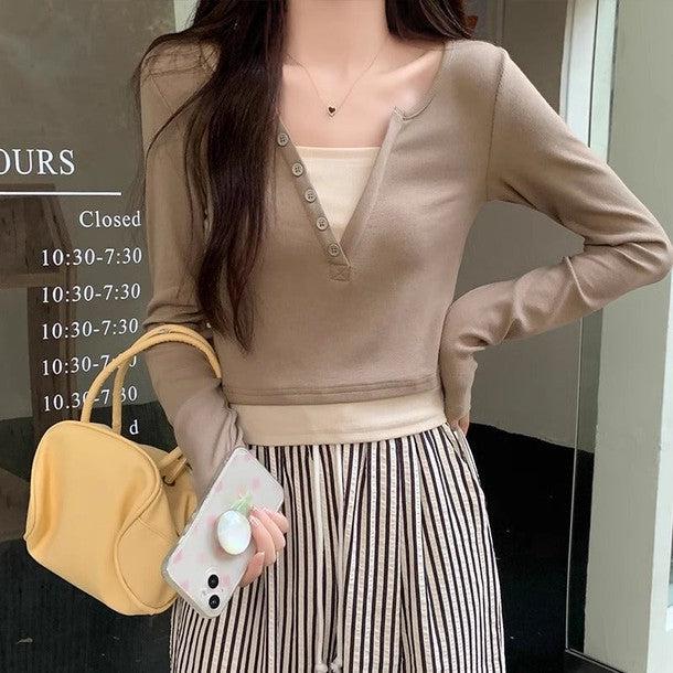 シンプルスリムクロップドロングスリーブTEE 6507-画像19-韓国ファッション通販POPREA［ポップリア］