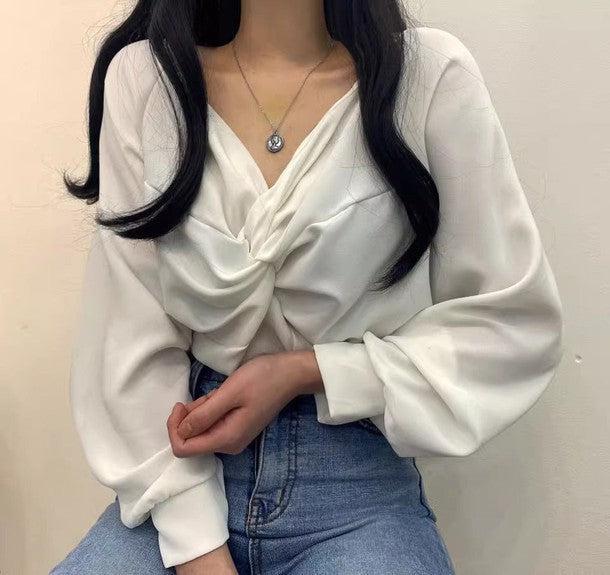 Vネックカシュクールブラウス 6480-画像20-韓国ファッション通販POPREA［ポップリア］