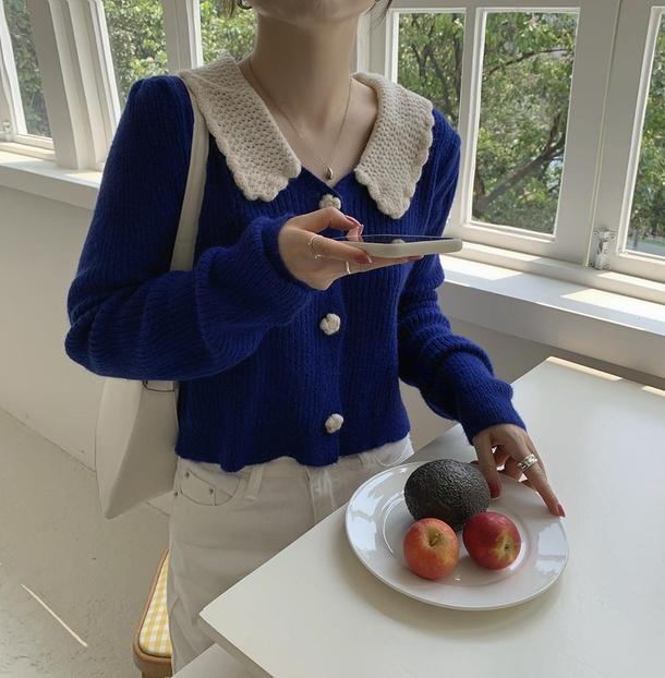 かぎ針フラワーボタンリブニット 6431-画像20-韓国ファッション通販POPREA［ポップリア］