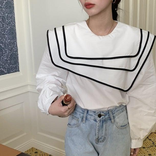 セーラーネックカラーブラウス 6623-画像20-韓国ファッション通販POPREA［ポップリア］