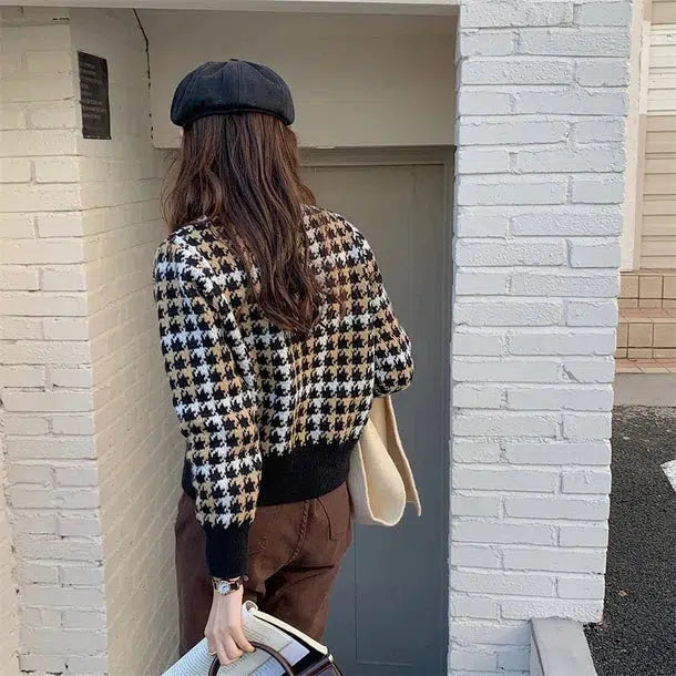 千鳥格子ショートカーディガン 6602-画像20-韓国ファッション通販POPREA［ポップリア］