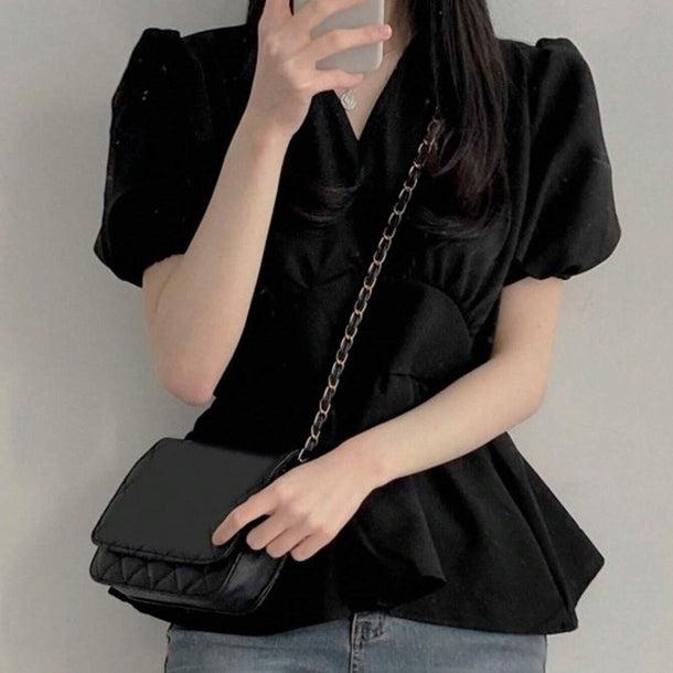 Vネックペプラムブラウス 6016-画像20-韓国ファッション通販POPREA［ポップリア］