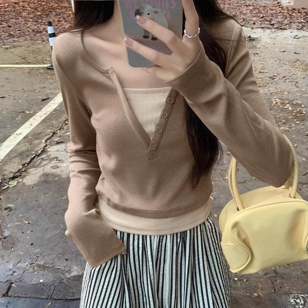 シンプルスリムクロップドロングスリーブTEE 6507-画像20-韓国ファッション通販POPREA［ポップリア］