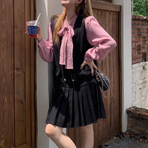 ダブルボタンカレッジスタイルジャンパースカート﻿ 6226-画像20-韓国ファッション通販POPREA［ポップリア］