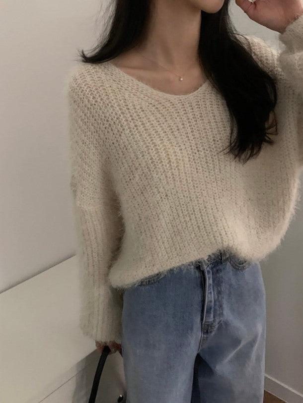 ルーズVネックシャギーニット 6394-画像20-韓国ファッション通販POPREA［ポップリア］