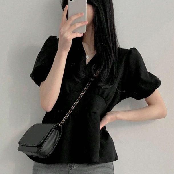 Vネックペプラムブラウス 6016-画像21-韓国ファッション通販POPREA［ポップリア］