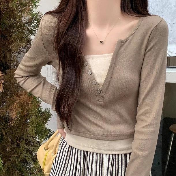 シンプルスリムクロップドロングスリーブTEE 6507-画像21-韓国ファッション通販POPREA［ポップリア］