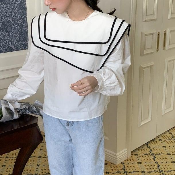 セーラーネックカラーブラウス 6623-画像21-韓国ファッション通販POPREA［ポップリア］