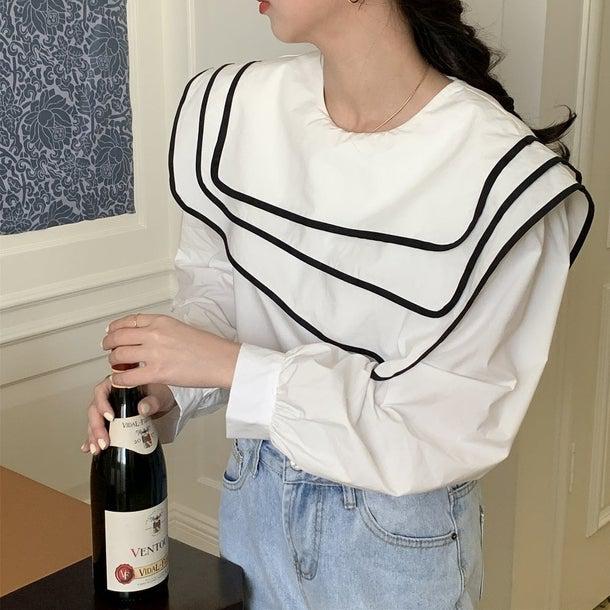 セーラーネックカラーブラウス 6623-画像22-韓国ファッション通販POPREA［ポップリア］