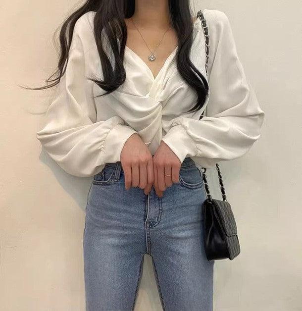 Vネックカシュクールブラウス 6480-画像22-韓国ファッション通販POPREA［ポップリア］