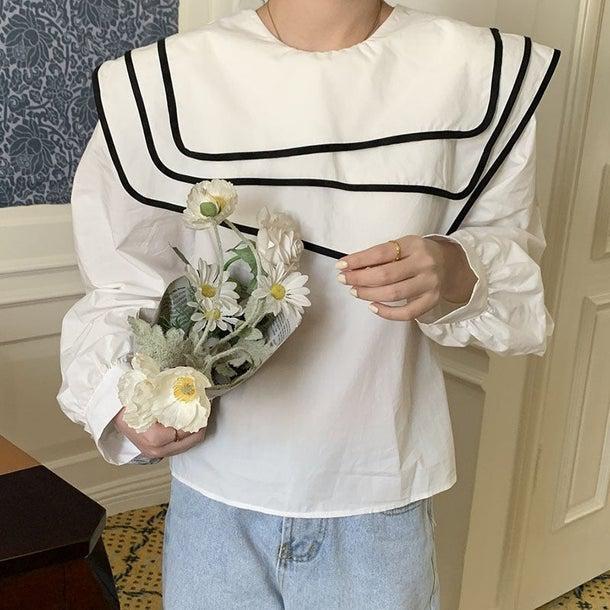 セーラーネックカラーブラウス 6623-画像23-韓国ファッション通販POPREA［ポップリア］