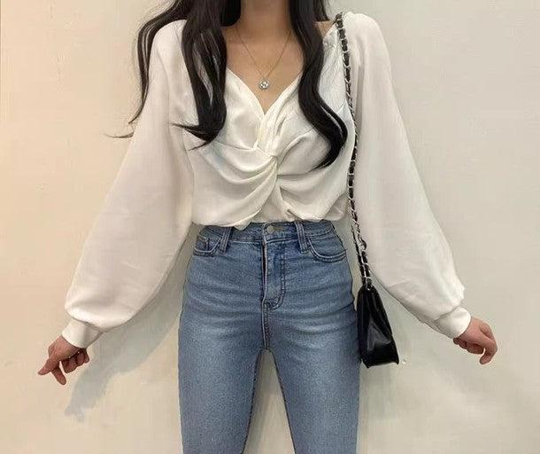 Vネックカシュクールブラウス 6480-画像23-韓国ファッション通販POPREA［ポップリア］