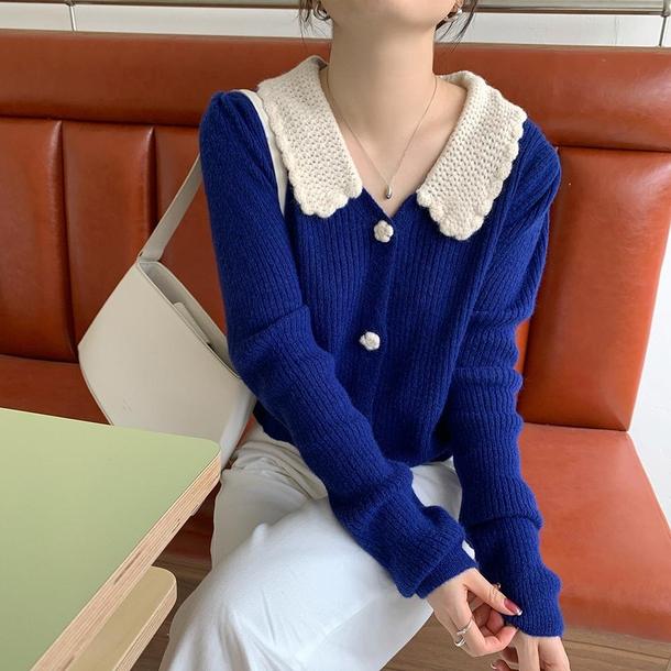 かぎ針フラワーボタンリブニット 6431-画像24-韓国ファッション通販POPREA［ポップリア］