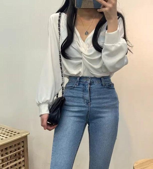 Vネックカシュクールブラウス 6480-画像24-韓国ファッション通販POPREA［ポップリア］