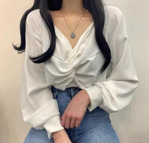 Vネックカシュクールブラウス 6480-画像25-韓国ファッション通販POPREA［ポップリア］