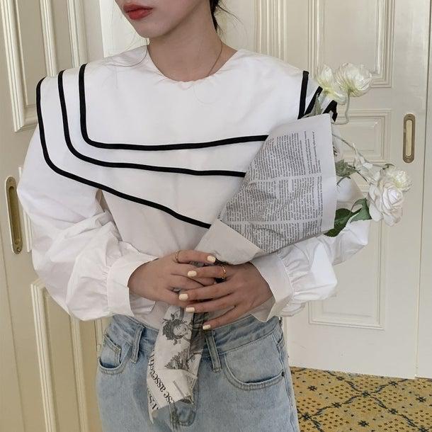 セーラーネックカラーブラウス 6623-画像25-韓国ファッション通販POPREA［ポップリア］