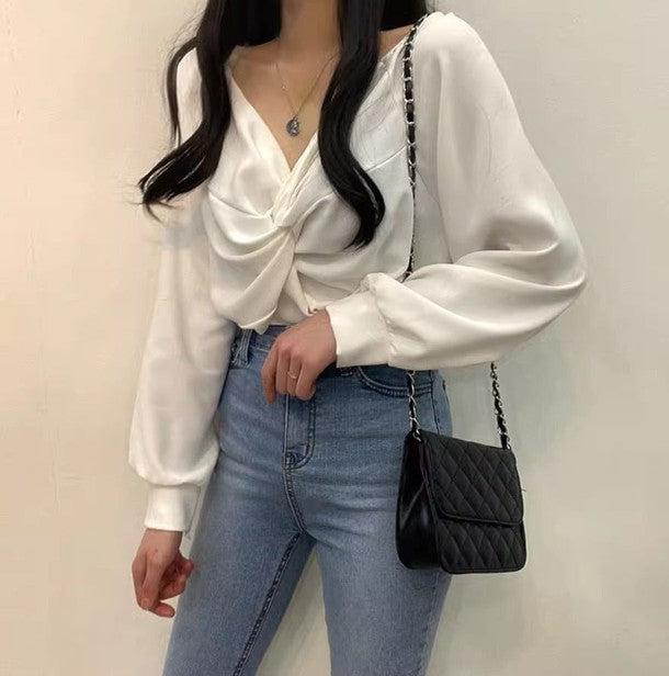 Vネックカシュクールブラウス 6480-画像26-韓国ファッション通販POPREA［ポップリア］