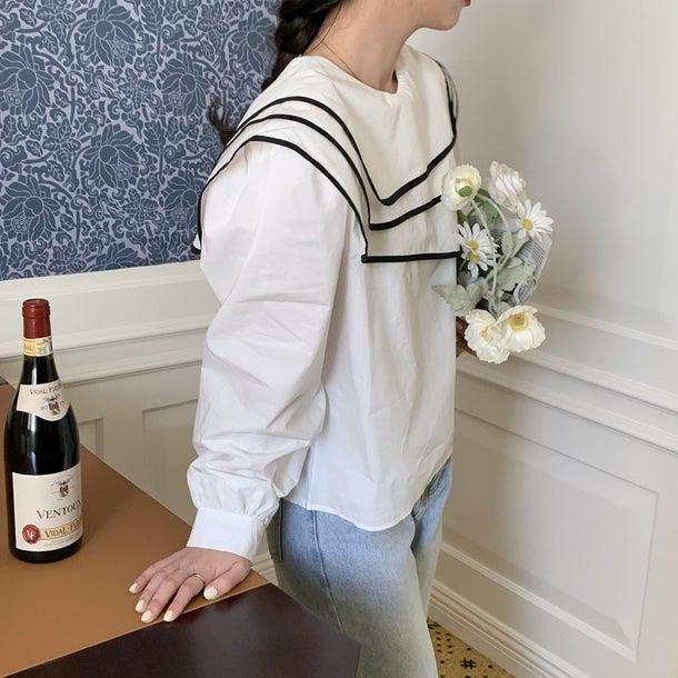 セーラーネックカラーブラウス 6623-画像26-韓国ファッション通販POPREA［ポップリア］