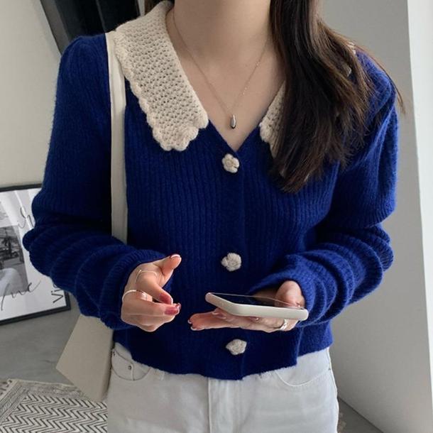 かぎ針フラワーボタンリブニット 6431-画像26-韓国ファッション通販POPREA［ポップリア］