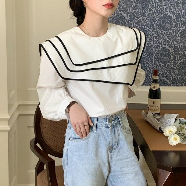 セーラーネックカラーブラウス 6623-画像27-韓国ファッション通販POPREA［ポップリア］