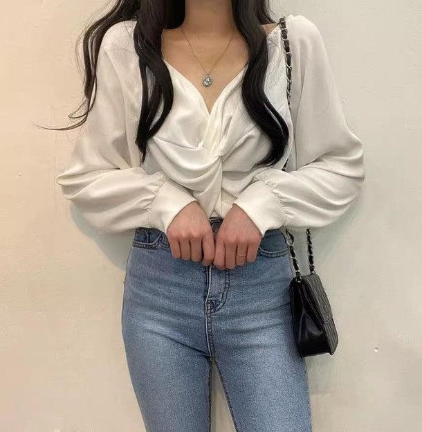 Vネックカシュクールブラウス 6480-画像27-韓国ファッション通販POPREA［ポップリア］